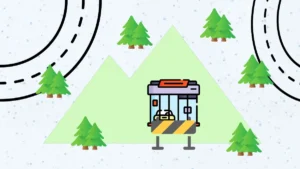 깊은 산속에 숨겨진 가게를 비유한 이미지로, 검색엔진이 웹사이트를 찾지 못하는 상황을 표현한 그림