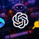 빙 멀티턴 검색, ChatGPT 비주얼 패널, 구글 AI 검색 가시성을 상징하는 AI 검색 인터페이스 이미지