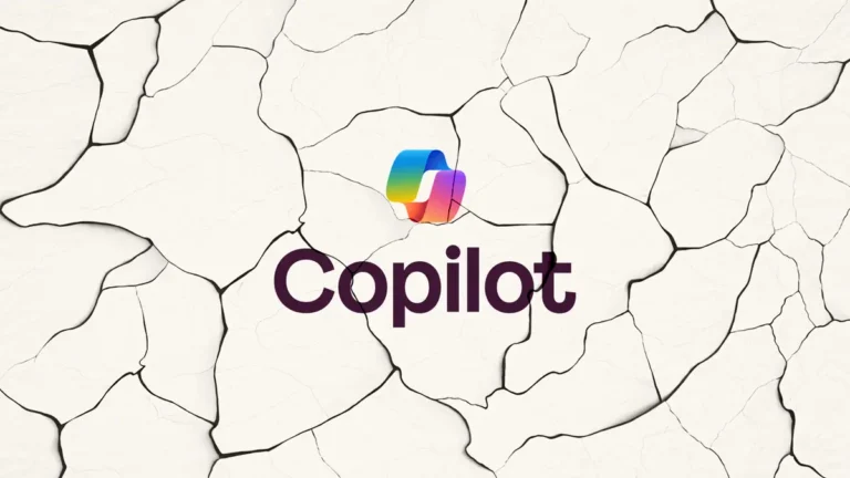 마이크로소프트 코파일럿 AI 에이전트 전환을 상징하는 균열 구조 배경 이미지