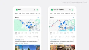 네이버 해외여행 검색 화면에서 북해도와 프랑스 니스 지역을 지도 기반으로 탐색하는 UI 예시
