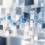 공중에 떠 있는 반투명 텍스트 문서 사이로 textGrain의 철자가 분산 배치된 AI 워터마크 개념 이미지